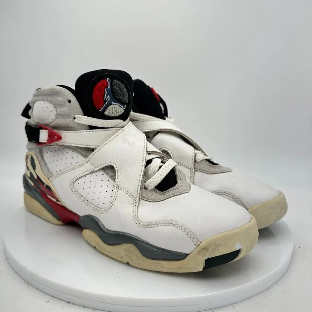 Nike Air Jordan 8 Retro Youth Sz 7Y 305368-103 White Black Red Basketball Shoes